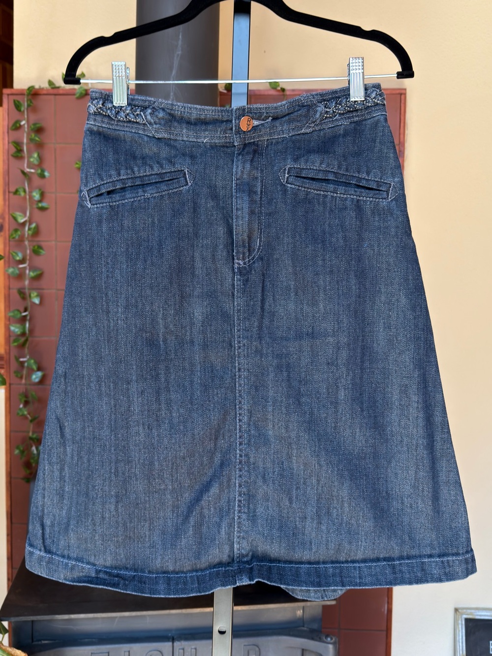 #377- Roxy Dark Blue Denim A-Line Skirt